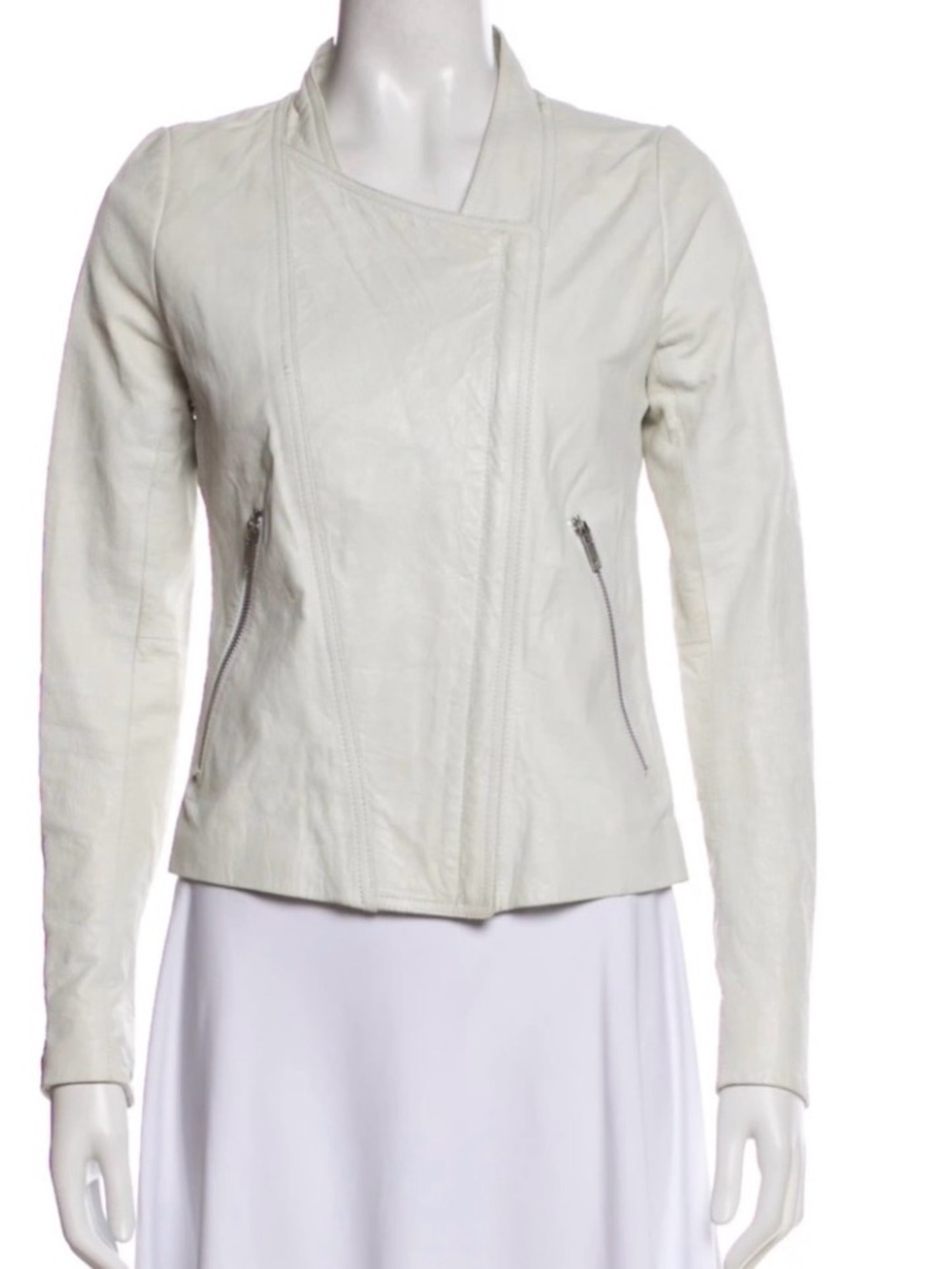 Theyskens' Theory Off-White Asymmetrical Leather Jacket